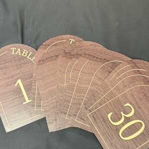Paper Rustic Wooden Table Number Cards for 31 tables 1-30 and head table sign
